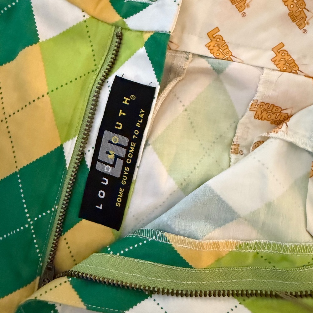 Loudmouth Vibrant Green and Yellow Argyle Men’s shorts - Picture 2 of 9